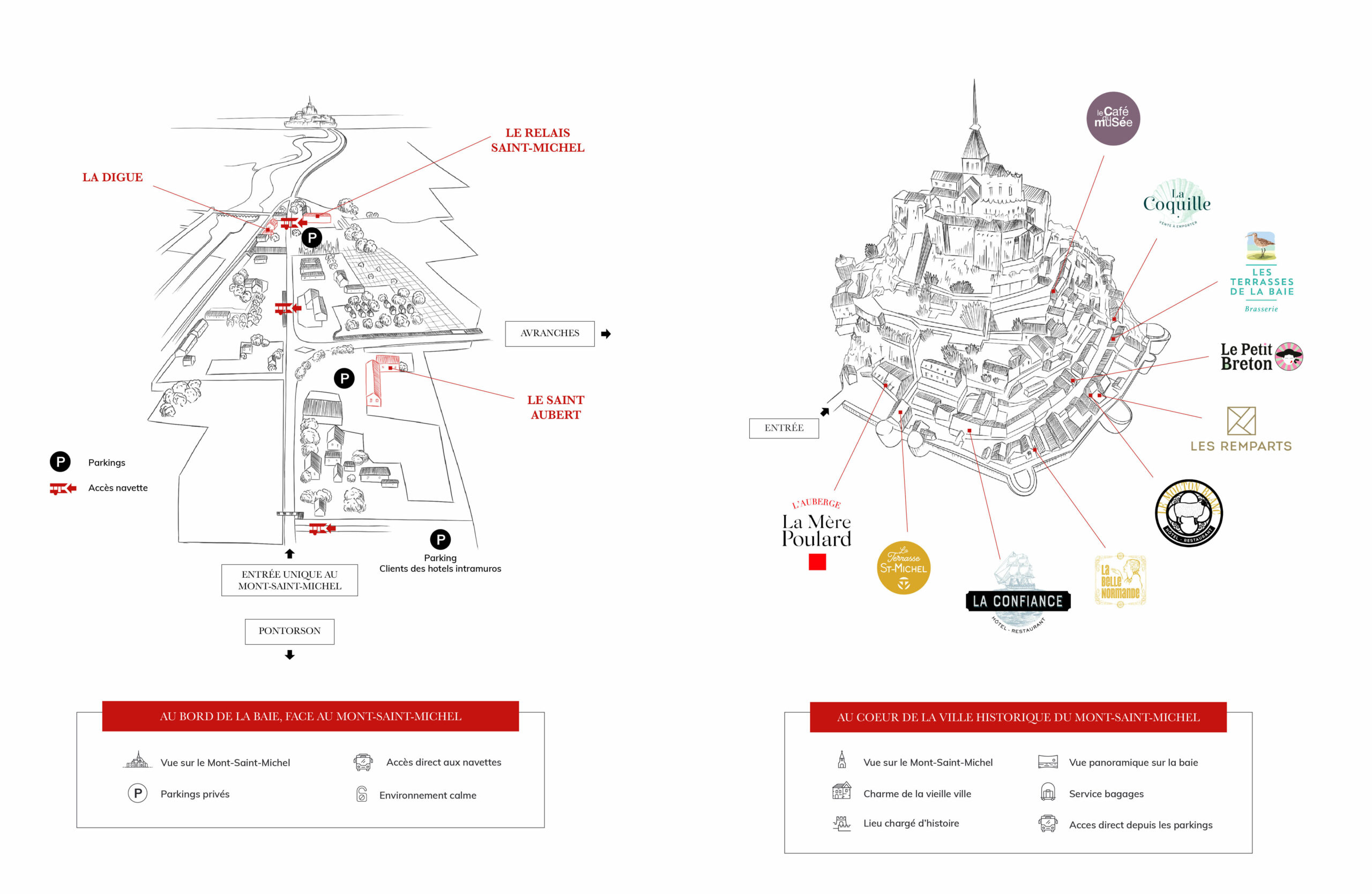 Plan d'accès pour les visiteurs du Mont Saint-Michel venant effectuer un séjour en groupe ou un évènement d'entreprise